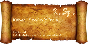 Kabai Szofrónia névjegykártya